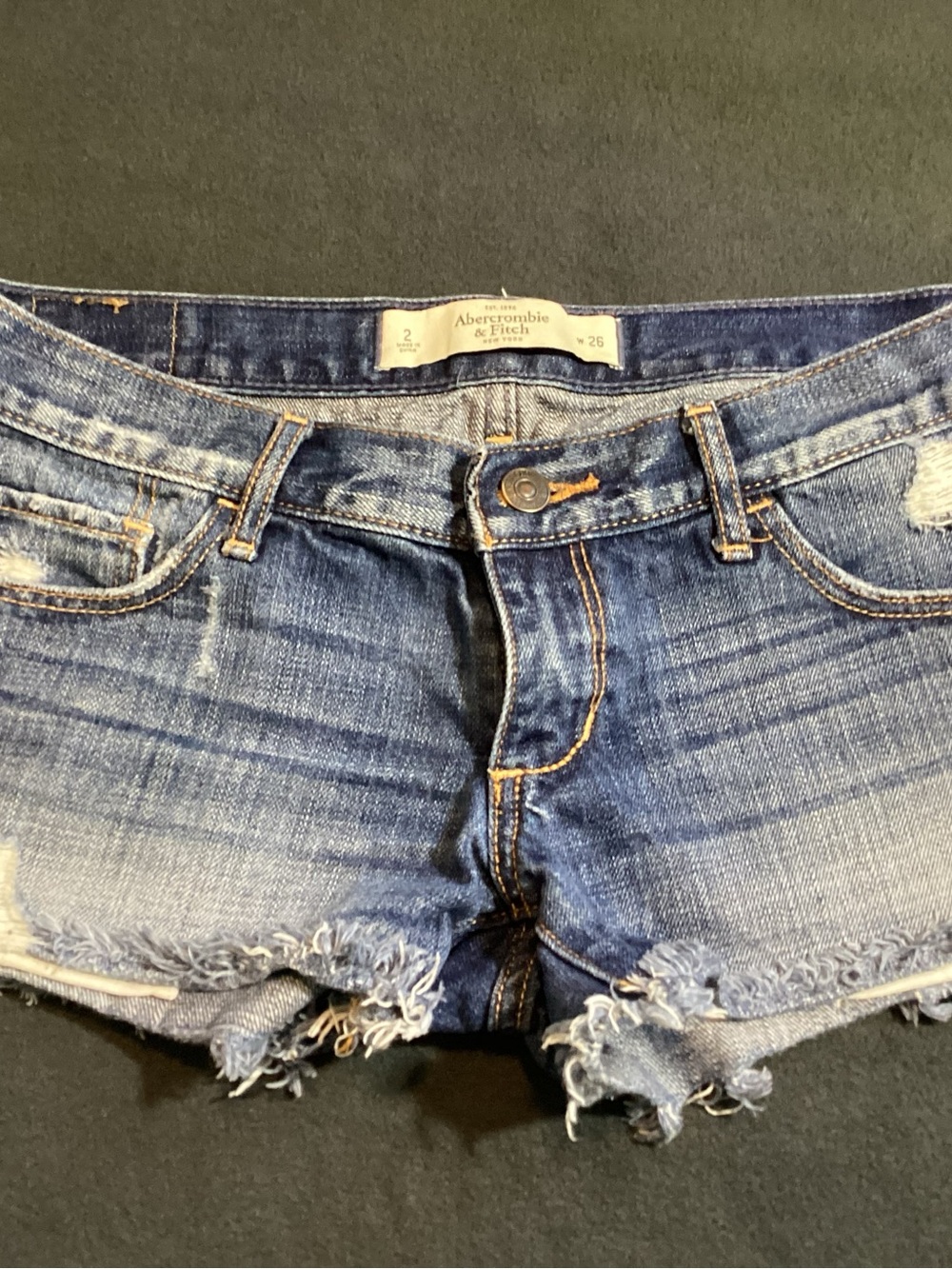 Abercrombie & Fitch Medium Blue Distressed Denim Cutoff Shorts